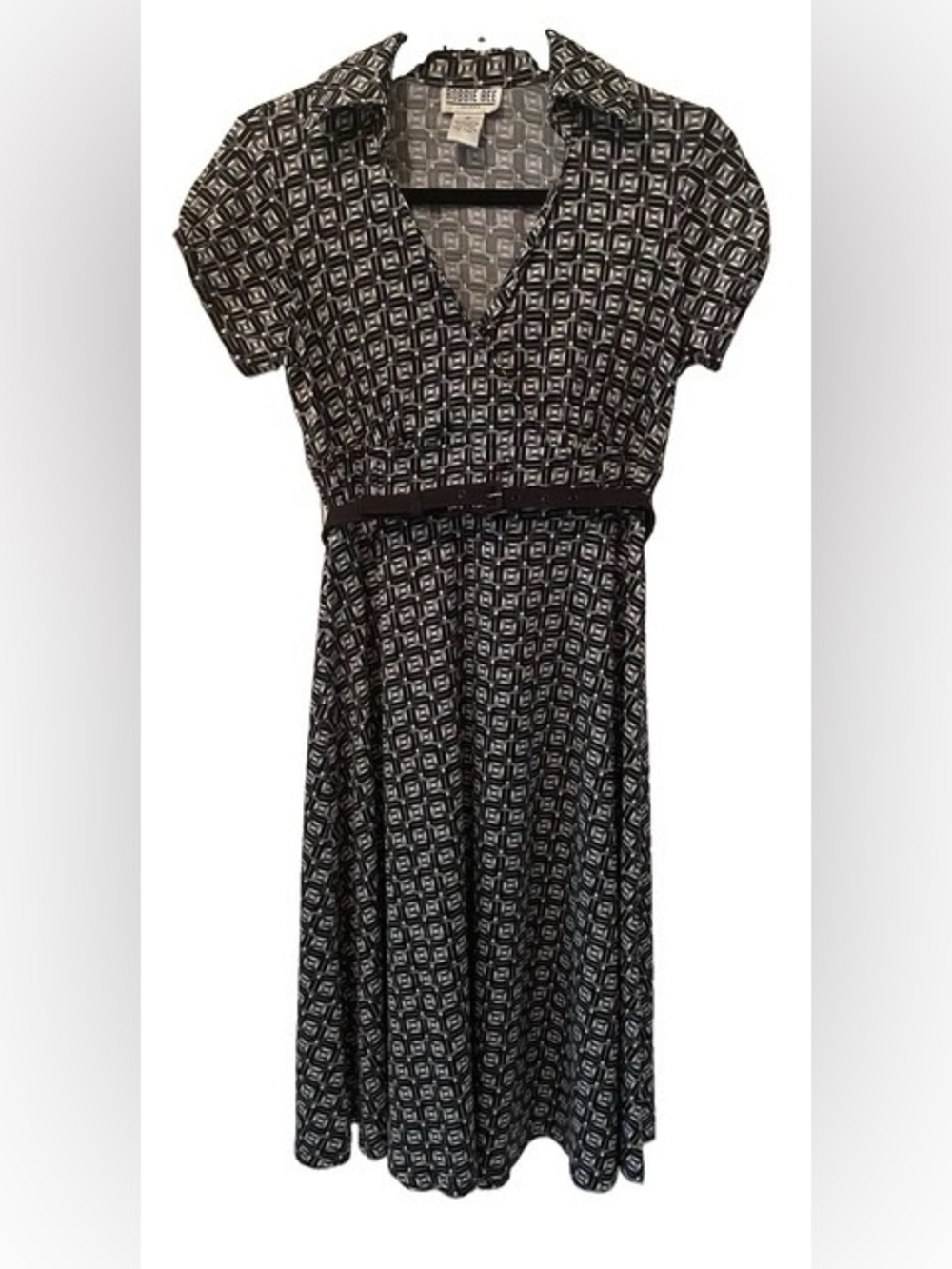 Robbie Bee Black and White Geometric Midi Dress